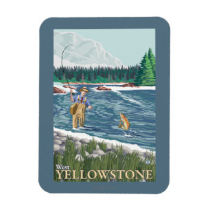 Fly Fisherman - West Yellowstone, Montana Magnet
