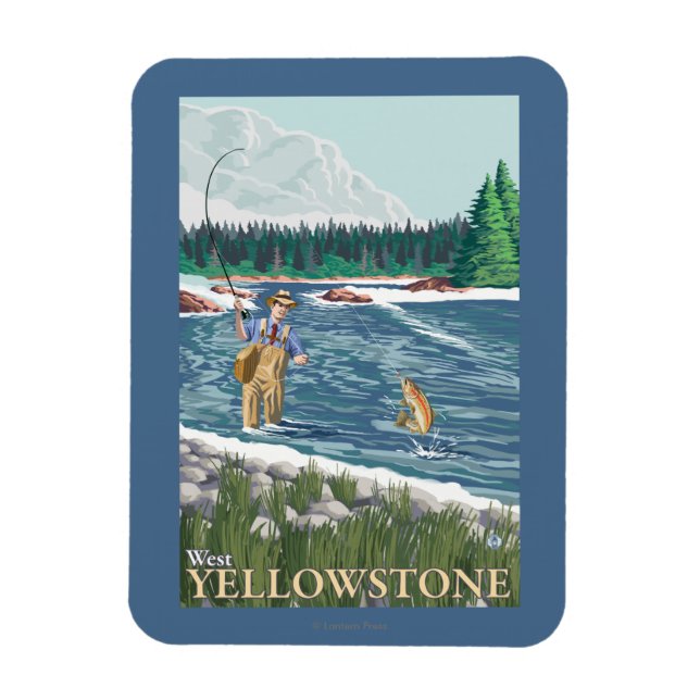 Fly Fisherman - West Yellowstone, Montana Magnet (Vertical)