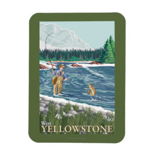 Fly Fisherman - West Yellowstone, Montana Magnet