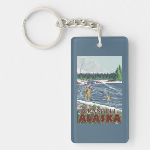 Fly Fisherman - Wrangell, Alaska Key Ring