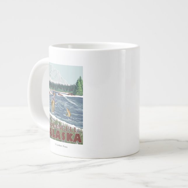 Fly Fisherman - Wrangell, Alaska Large Coffee Mug (Front Left)