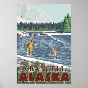 Fly Fisherman - Wrangell, Alaska Poster