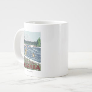 Fly Fisherman - Yukon, Alaska Large Coffee Mug