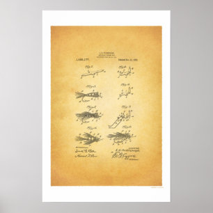 Fly Fishing 1921 US Patent Poster - E H Peckinpaug