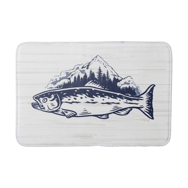 Fly Fishing Art Trout Vintage Designs Bath Mat (Front)