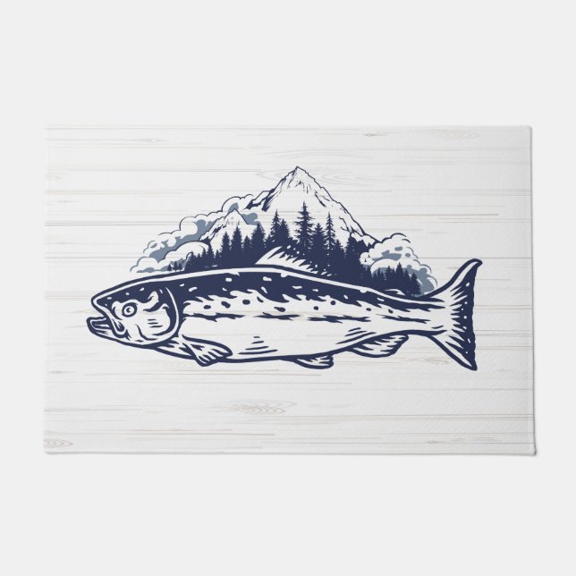 Fly Fishing Art Trout Vintage Designs Doormat (Front)