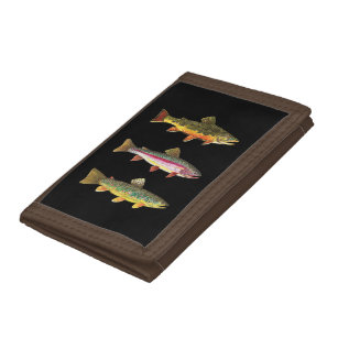 Fly Fishing - Book, Brown, Rainbow - Men's Trifold Wallet