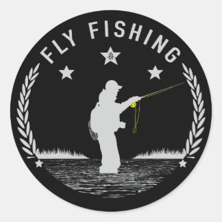 Fly Fishing Brown Trout Fly Fisherman  Classic Round Sticker