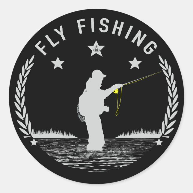 Fly Fishing Brown Trout Fly Fisherman  Classic Round Sticker (Front)