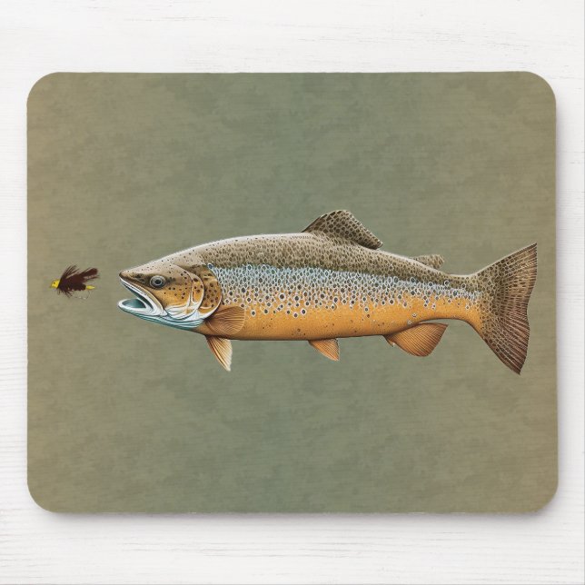 Fly Fishing Brown Trout Mouse Pad (Front)