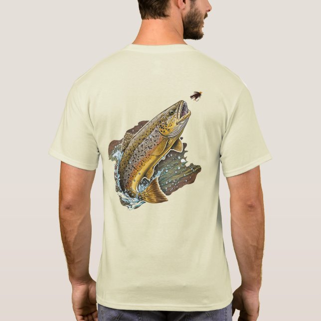 Fly Fishing Brown Trout T-Shirt (Back)