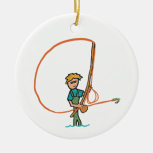 Fly Fishing Ceramic Ornament