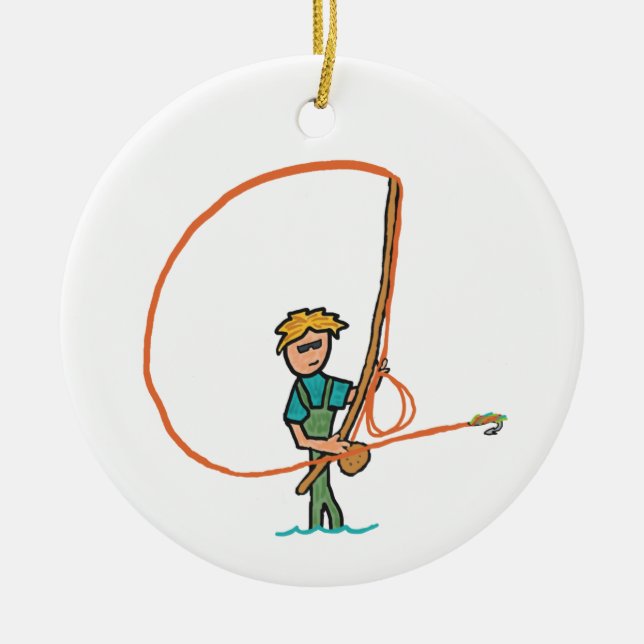 Fly Fishing Ceramic Ornament (Front)