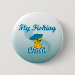 Fly Fishing Chick #3 6 Cm Round Badge