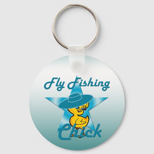 Fly Fishing Chick #7 Key Ring (Front)