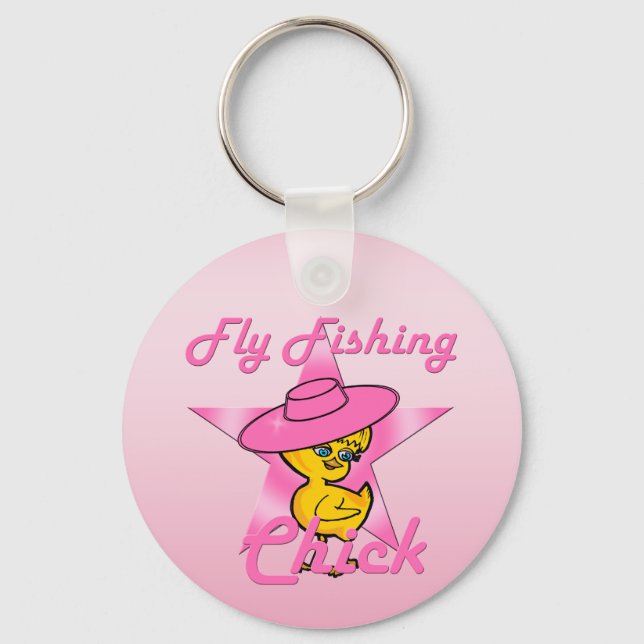 Fly Fishing Chick #8 Key Ring (Front)