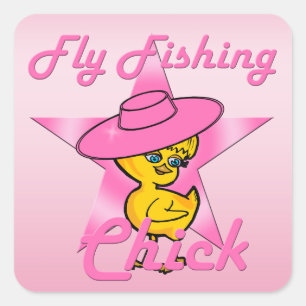 Fly Fishing Chick #8 Square Sticker