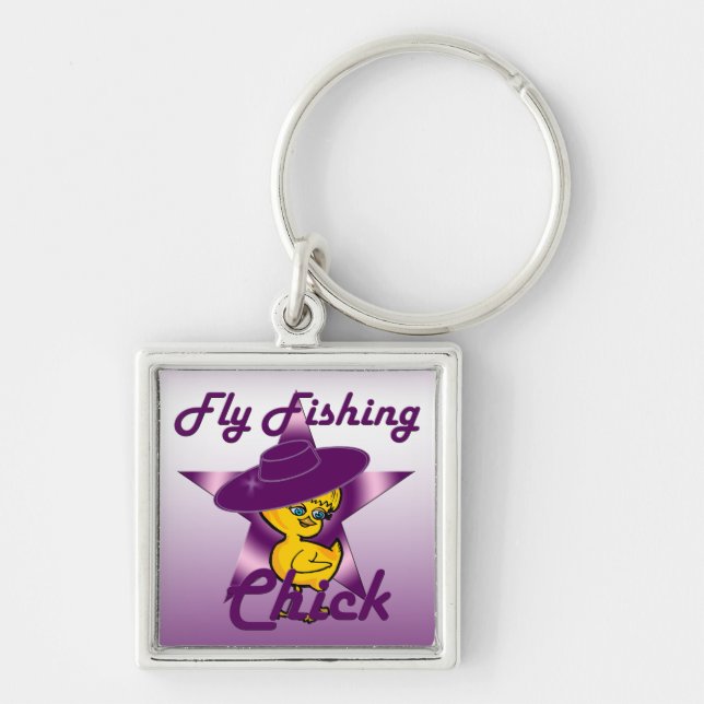 Fly Fishing Chick #9 Key Ring (Front)