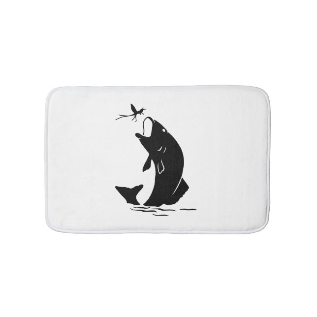 Fly Fishing Fish Jump Larvea Hook Fisherman Gift Bath Mat (Front)