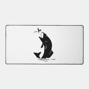 Fly Fishing Fish Jump Larvea Hook Fisherman Gift Desk Mat