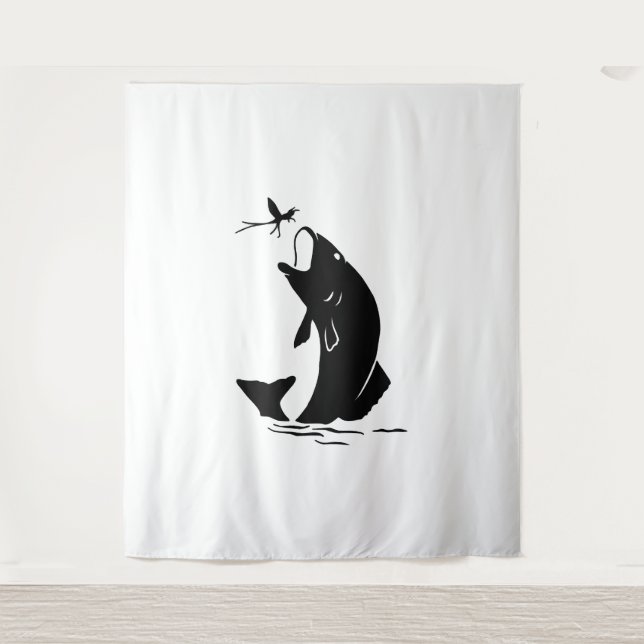 Fly Fishing Fish Jump Larvea Hook Fisherman Gift Tapestry (Front)