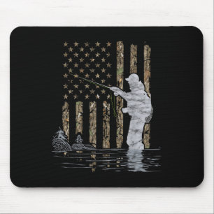 Fly Fishing Fisherman American Flag Camouflage Fly Mouse Pad