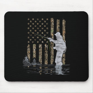 Fly Fishing Fisherman American Flag Camouflage Fly Mouse Pad
