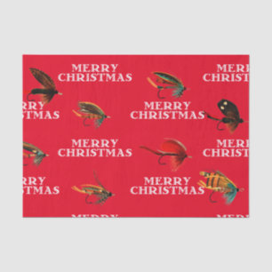 Fly Fishing Flies Merry Christmas Gift Tissue Paper