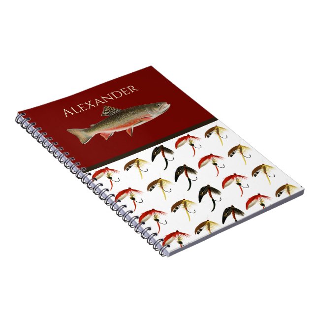 Fly Fishing Flies Rustic Salmon  Notebook (Right Side)