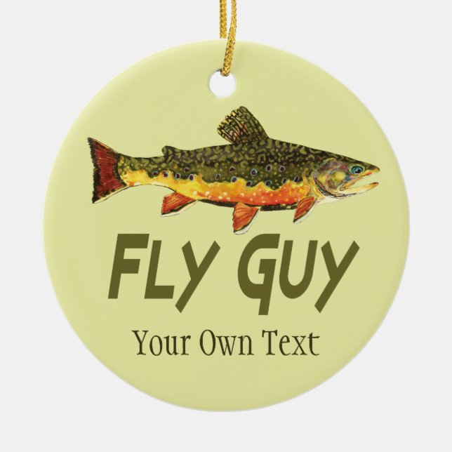 Fly Fishing Fly Guy Man's Ceramic Ornament (Front)