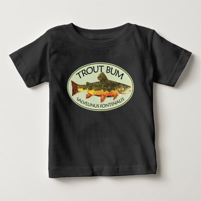 Fly Fishing Funny TROUT BUM Baby T-Shirt (Front)