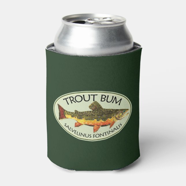 Fly Fishing Funny TROUT BUM Can Cooler (Can Front)