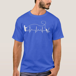 Fly Fishing Heartbeat Fish EKG Trout Fishing by Cr T-Shirt
