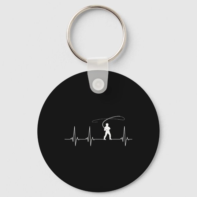 Fly Fishing Heartbeat  Key Ring (Front)