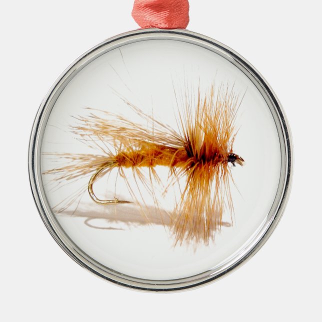 Fly Fishing Hook Metal Ornament (Front)