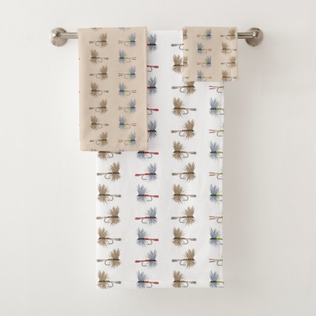 Fly Fishing Hooks Bath Towel Set (Insitu)