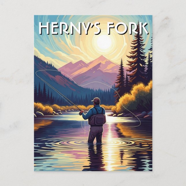 Fly Fishing in Henry's Fork Idaho Postcard (Front)