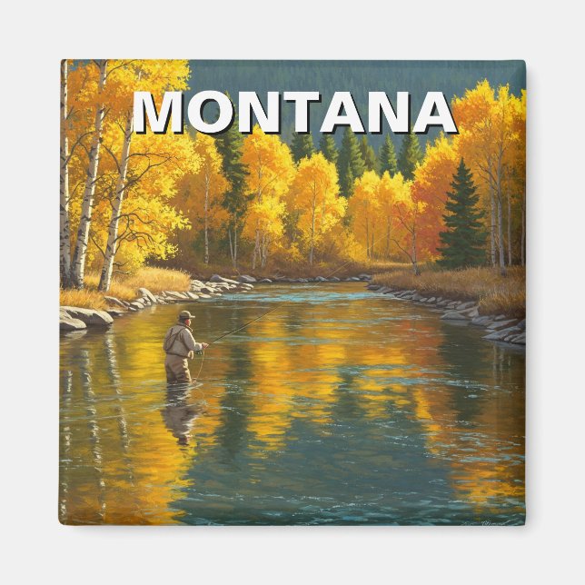 Fly Fishing in Montana Yellowstone river Magnet (Front)
