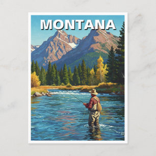 Fly Fishing in Montana Yellowstone river Postcard