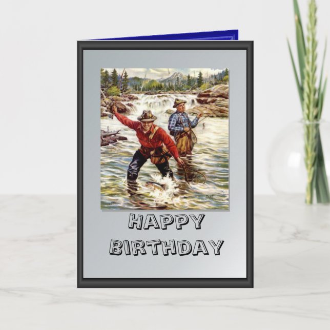 Fly fishing in the river card (Front)