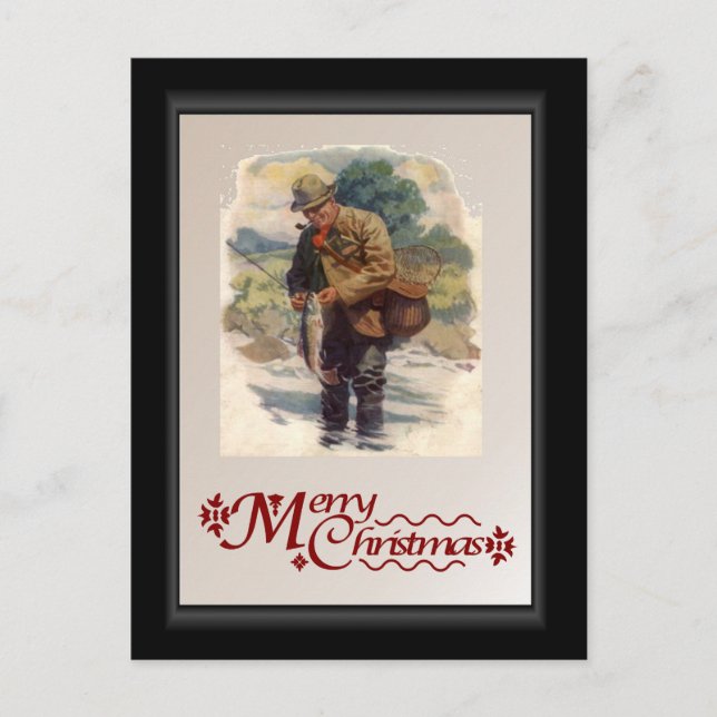 Fly fishing in the river holiday postcard (Front)