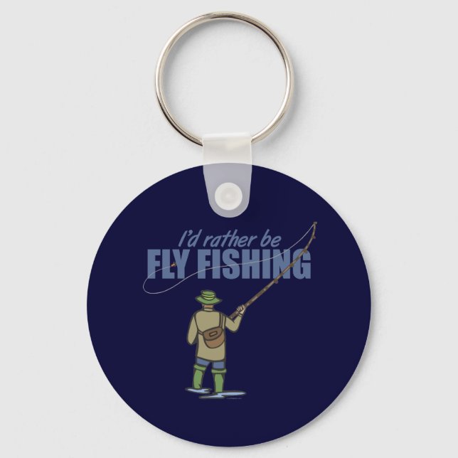 Fly Fishing in Waders Key Ring (Front)