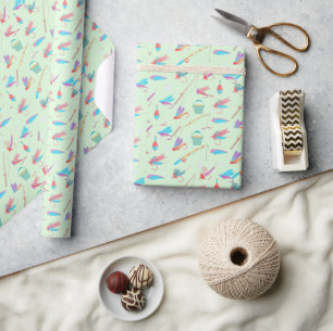 Fly Fishing Lure Rod Pattern Sports Wrapping Paper