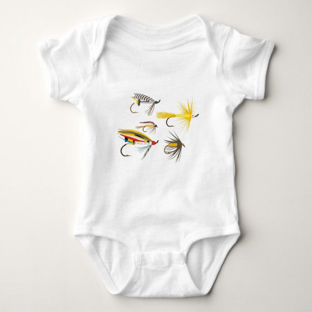 Fly Fishing Lures Baby Bodysuit (Front)