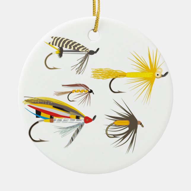 Fly Fishing Lures Ceramic Ornament (Front)