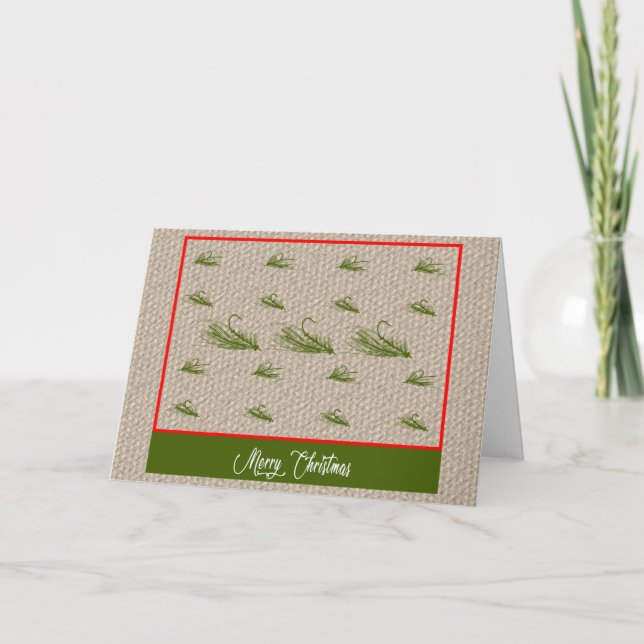 Fly Fishing Lures Merry Christmas Card (Front)