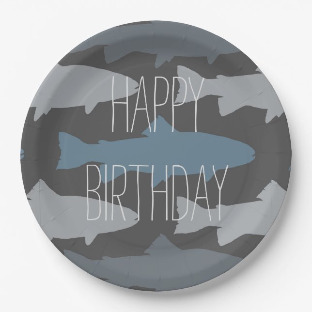 Fly Fishing Lures Pattern Paper Plate (Front)
