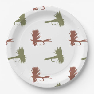 Fly Fishing Lures Pattern Paper Plate