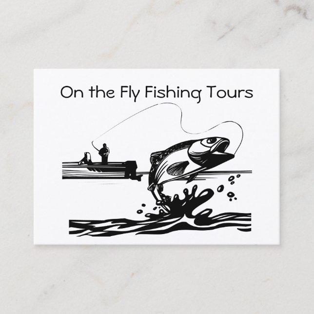 Fly Fishing on Lake Guiding Service Biz Business Card (Front)