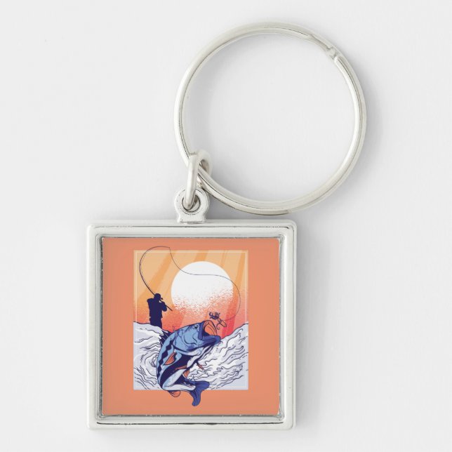 Fly Fishing Perch  Key Ring (Front)